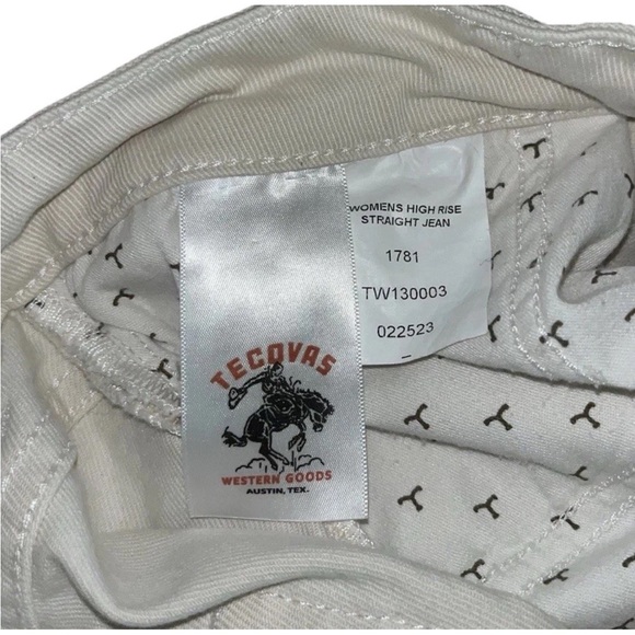 Tecovas Women's Straight Leg High Rise White Jeans Size 31X30 EUC Cowgirl Rodeo - Picture 7 of 9